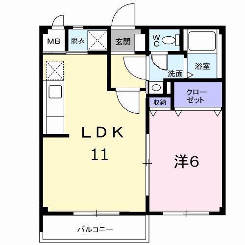 ロマニー栄(1LDK/2階)の間取り写真