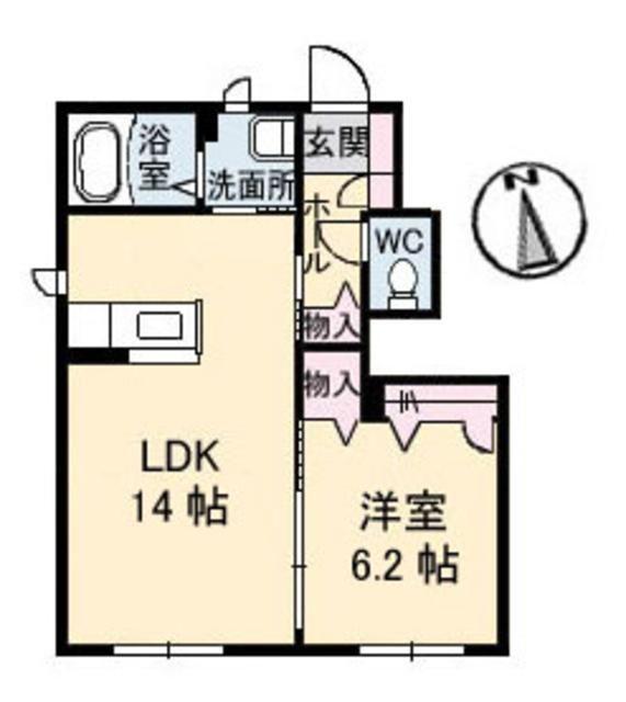 花ポートE(1LDK/1階)の間取り写真