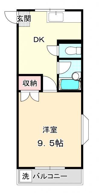 FORTUNA S棟(1DK/2階)の間取り写真
