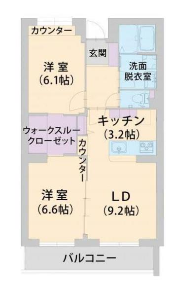 パラッツオ淵野辺 I(2LDK/4階)の間取り写真