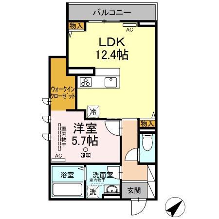 ＪＲ山陽本線 倉敷駅 徒歩4分 2階建 築5年(1LDK/2階)の間取り写真