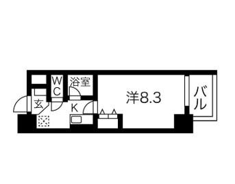 ヒルズ新栄2号館(1K/9階)の間取り写真
