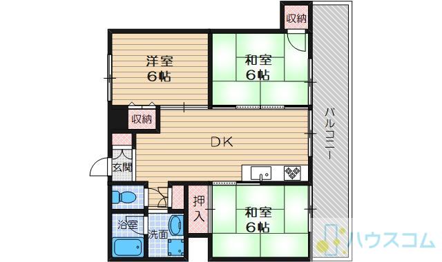 サンシャイン茨木2(3LDK/1階)の間取り写真