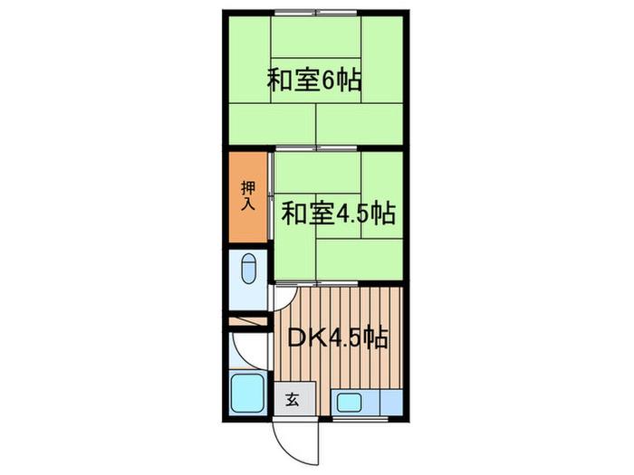 八木ハイツ(2DK/2階)の間取り写真