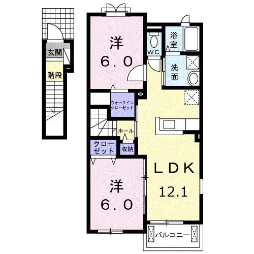 FRISCH HEIM A(2LDK/2階)の間取り写真