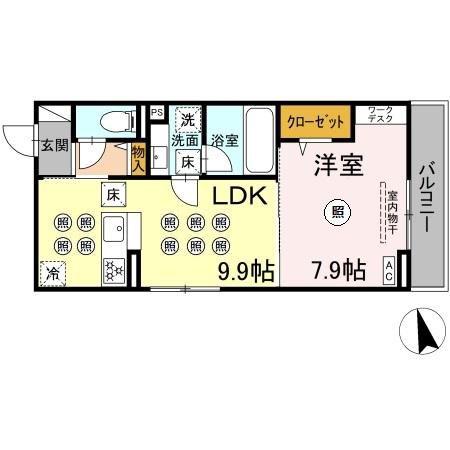D-RESENA花ヶ島(1LDK/1階)の間取り写真