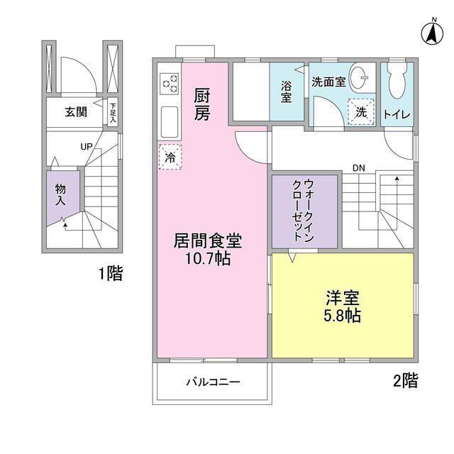 KSフラット(1LDK/2階)の間取り写真