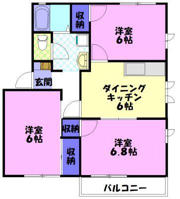 石浜コモンシティー F(3DK/1階)の間取り写真