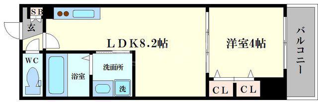 F ASECI RIO(1LDK/1階)の間取り写真