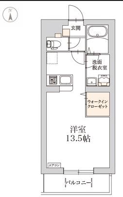 ヘリテージ宮町(ワンルーム/1階)の間取り写真
