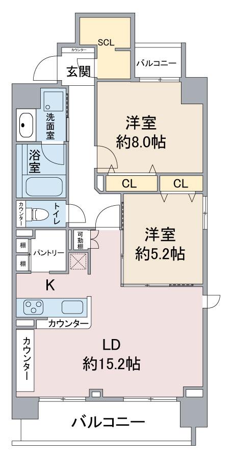 RAXA覚王山(2LDK/5階)の間取り写真