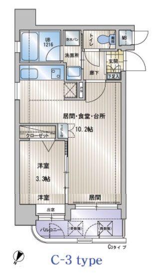 アクタス天神セントラルタワー(1LDK/4階)の間取り写真