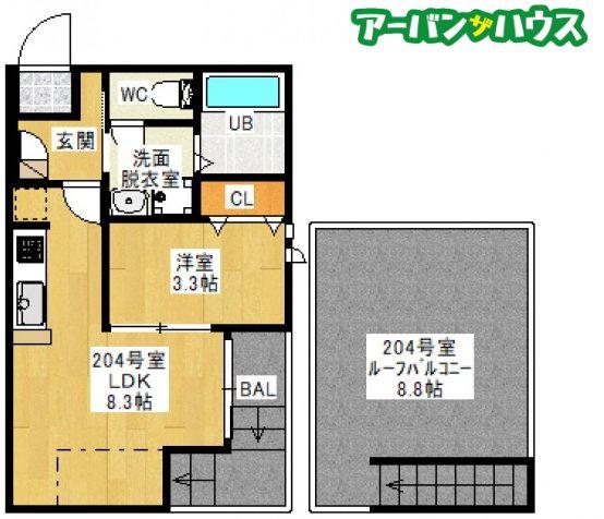 GRANDTIC 西崎1(1LDK/2階)の間取り写真