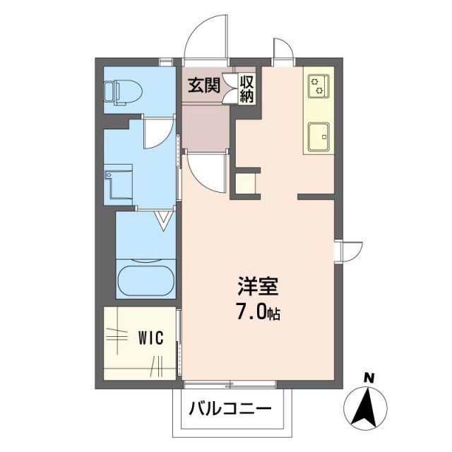 アクシス B棟(ワンルーム/2階)の間取り写真
