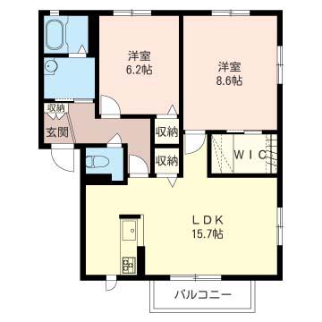 ホワイトヴィラ(2LDK/2階)の間取り写真