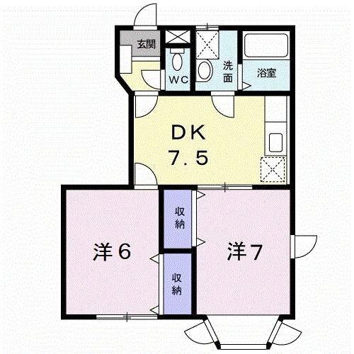 スズラン(2DK/1階)の間取り写真