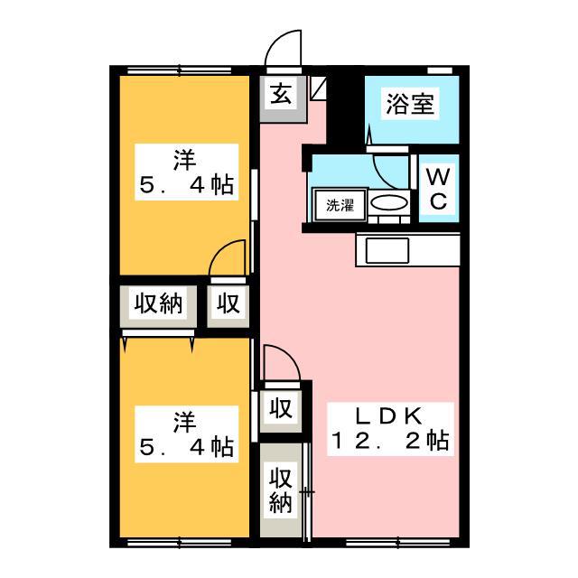 シャンベール善行坂(2LDK/1階)の間取り写真