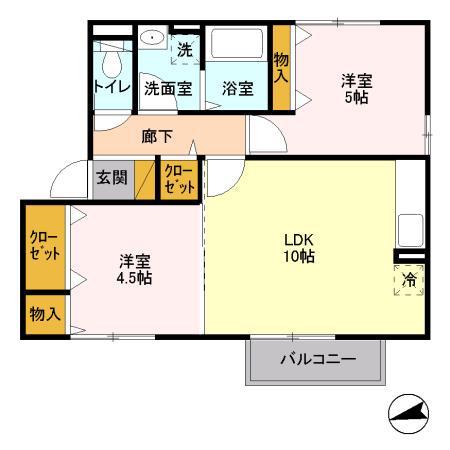 レクエルド大久保(2LDK/2階)の間取り写真