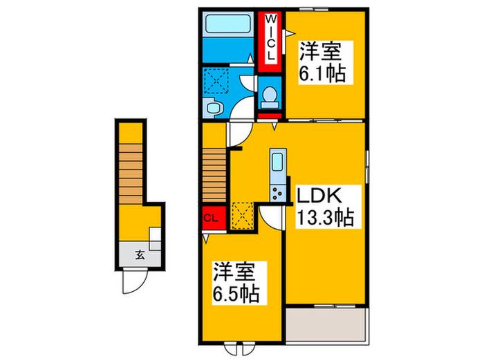 メゾンソレイユ(2LDK/2階)の間取り写真