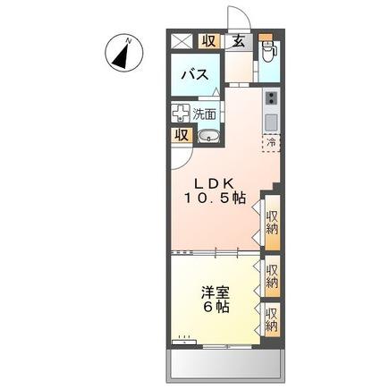 フェリーチェ花原(1LDK/2階)の間取り写真