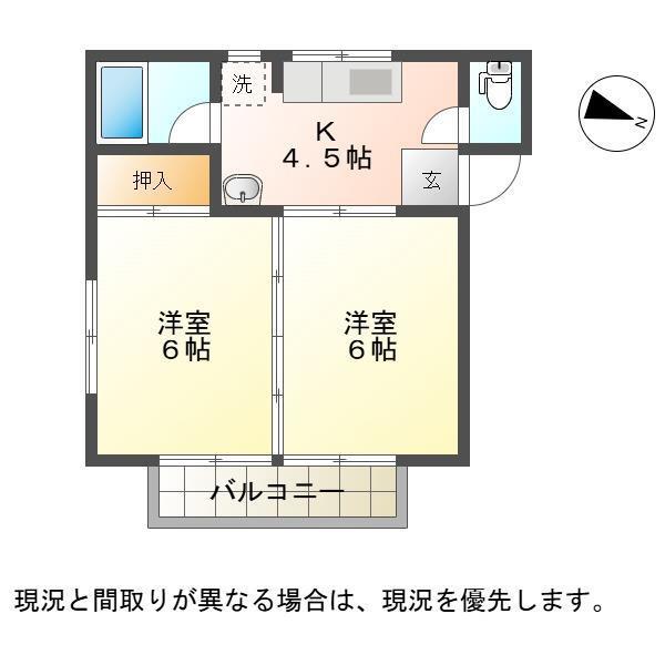 ハイタウン小新(2K/1階)の間取り写真