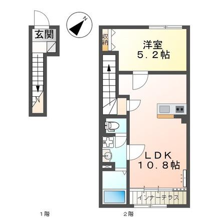 グレイスリー(1LDK/2階)の間取り写真