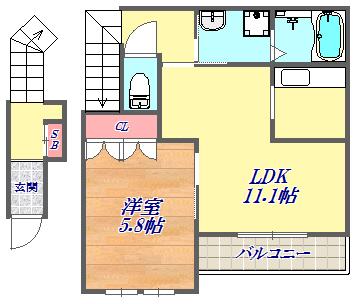 メゾン・オランジュ(1LDK/2階)の間取り写真