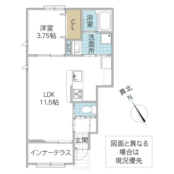 レーガベーネ堀口 II A棟(1LDK/1階)の間取り写真