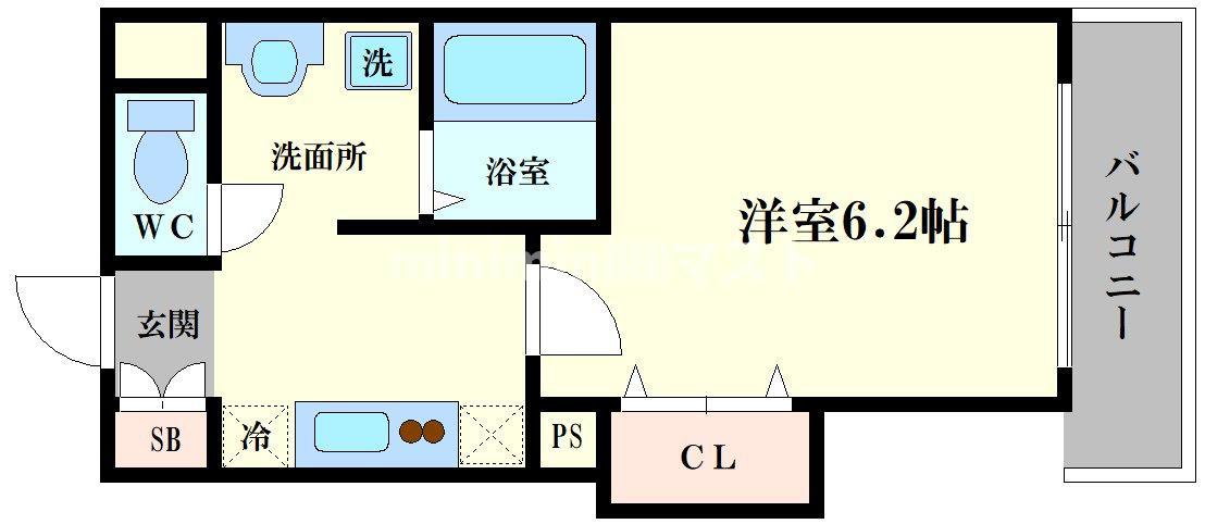 みおつくし岸里II(1K/4階)の間取り写真