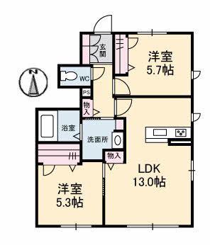 シャーメゾンN(2LDK/1階)の間取り写真