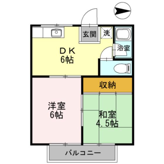 コーポ母恩(2DK/2階)の間取り写真