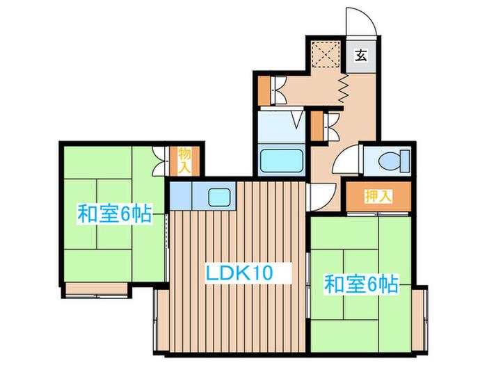 ピアコート平岡E(2LDK/2階)の間取り写真