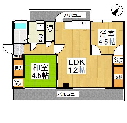 田中アパート(2LDK/2階)の間取り写真
