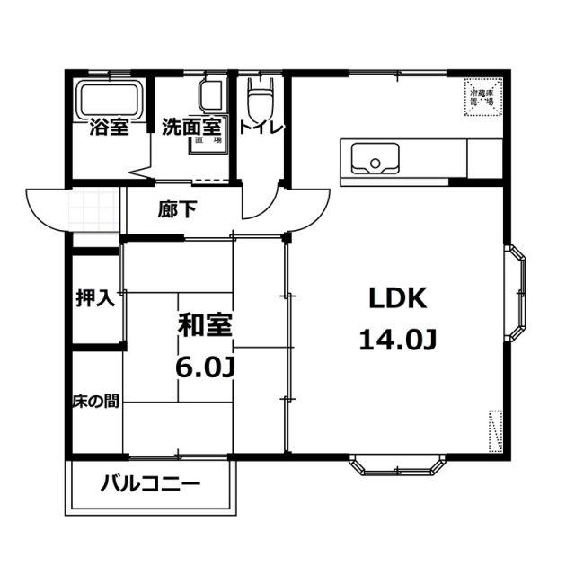 セゾンテルヌマ 5(1LDK/1階)の間取り写真