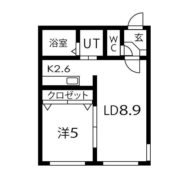 イーシティ山鼻(1LDK/1階)の間取り写真
