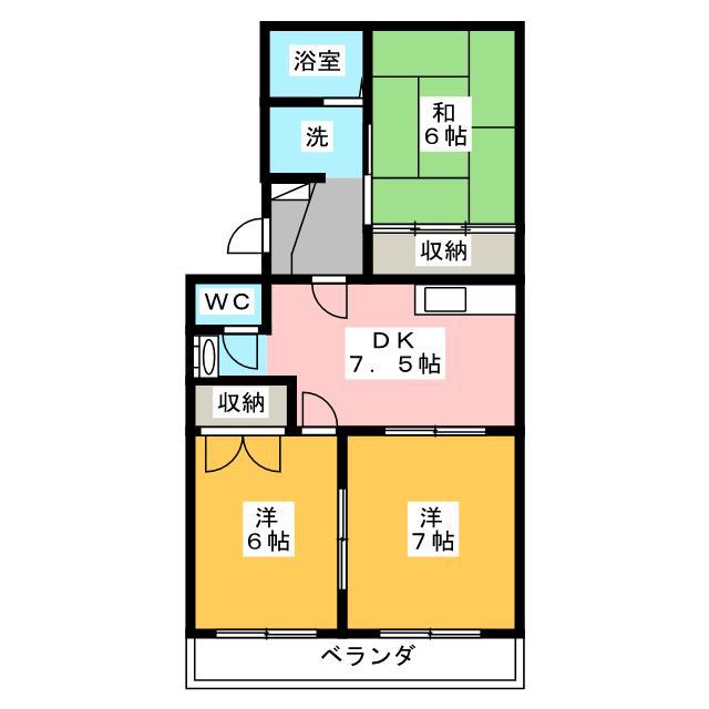 コーポトマトIII(3DK/2階)の間取り写真