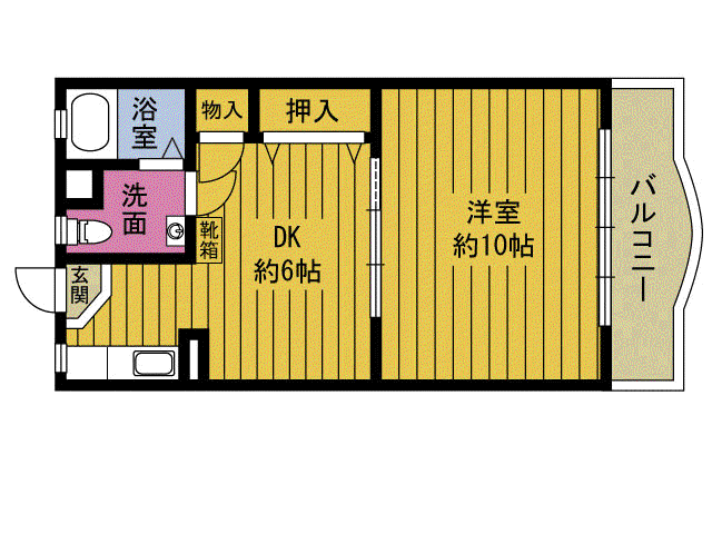 コア山一(1DK/1階)の間取り写真