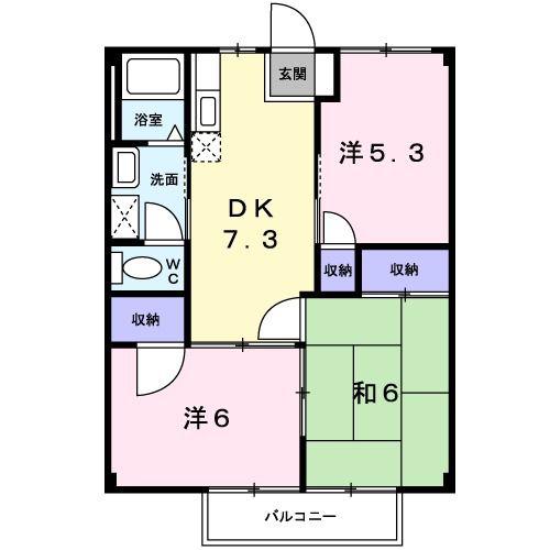ニューシティーヤスダB(3DK/1階)の間取り写真
