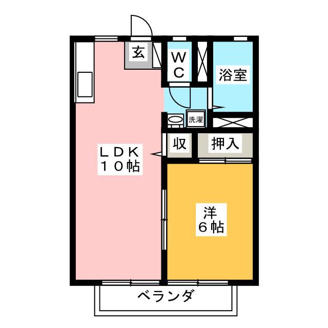 サンシティー淀平(1LDK/2階)の間取り写真