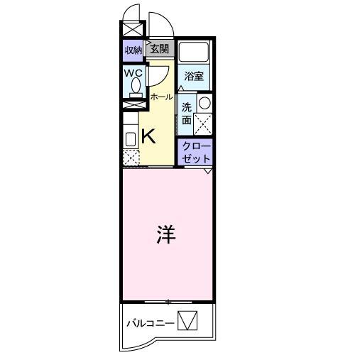 ベルフローレ(1K/1階)の間取り写真
