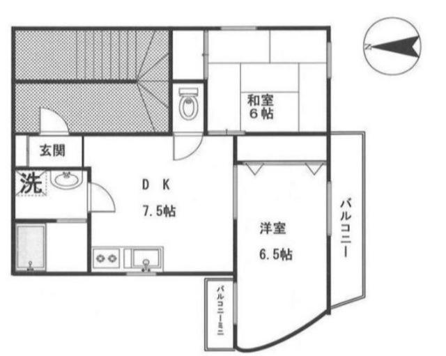 ペガサス中村(2DK/2階)の間取り写真