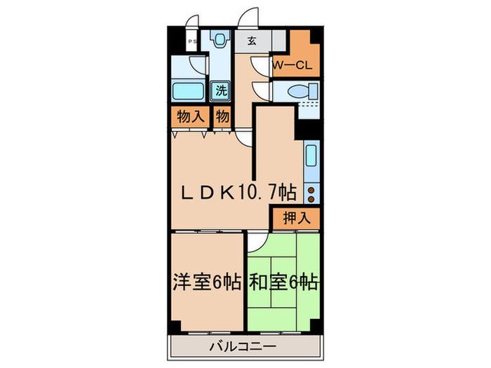 ファミール庚申(2LDK/2階)の間取り写真