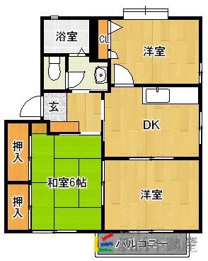 メゾンタカタB棟(3DK/2階)の間取り写真
