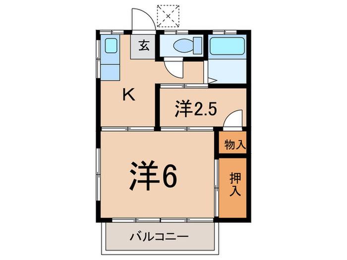 渡辺荘(2K/2階)の間取り写真