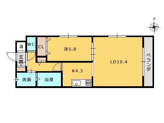 エクサーブ東原(1LDK/3階)の間取り写真