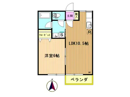 サンハイツ若松(1LDK/2階)の間取り写真