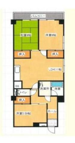 コーポ宇津木第3(3LDK/5階)の間取り写真