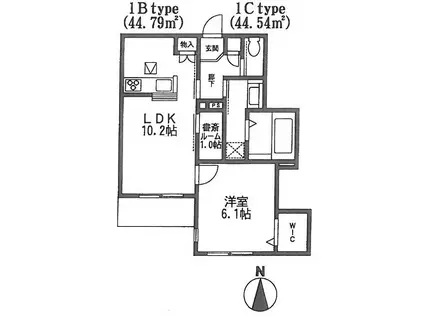 ウィステリア(1SLDK/3階)の間取り写真