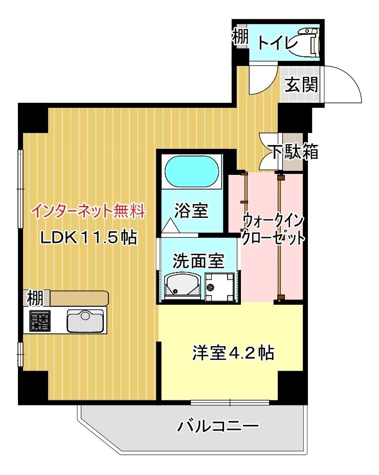 ＪＲ指宿枕崎線 谷山駅(ＪＲ) 徒歩5分 8階建 築5年(1LDK/3階)の間取り写真