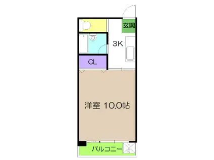 KURODAII(1K/4階)の間取り写真